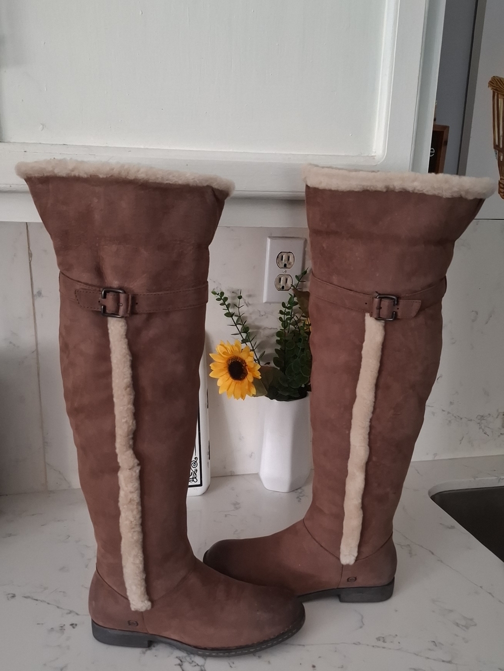 Born Women's Over The knee Brown Suede Shearling-Lined Winter Boots